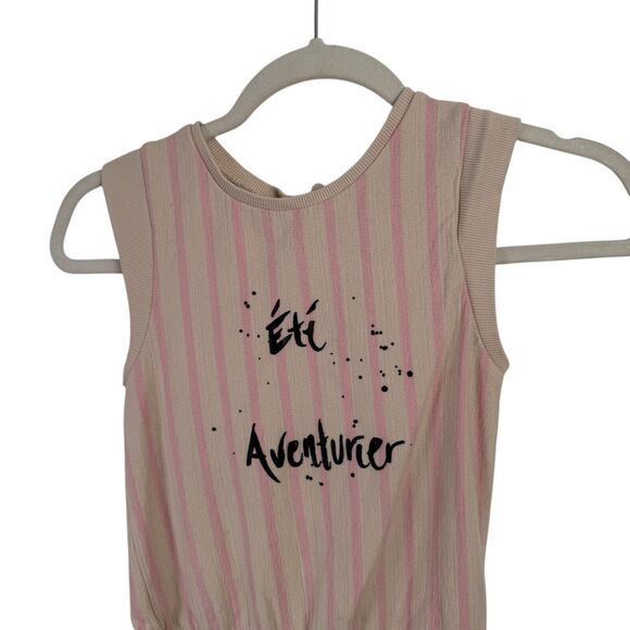 Molo Abigail Powder Pink Striped Romper Girls Youth Euro 134/140 US 9/10 - Picture 2 of 7